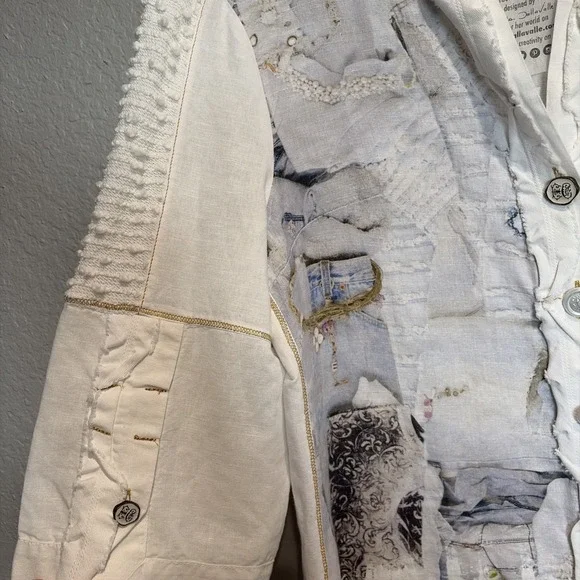 Elisa Cavaletti Dani Shirt Italian Linen Blend Womens X-Large Boho Beach Artsy - Picture 4 of 8